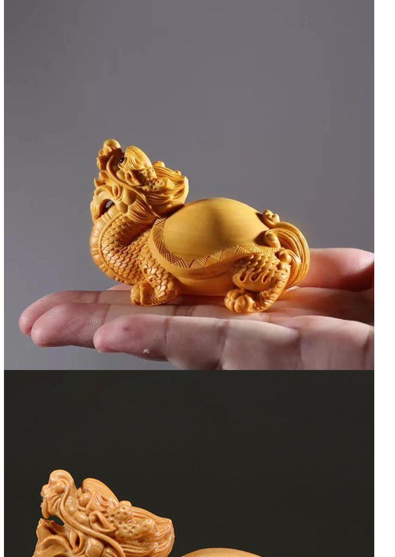 Small-leaf boxwood hand-held play fine wood carvings to attract wealth and fortune auspicious beast carvings dragon turtle tea pet car ornaments