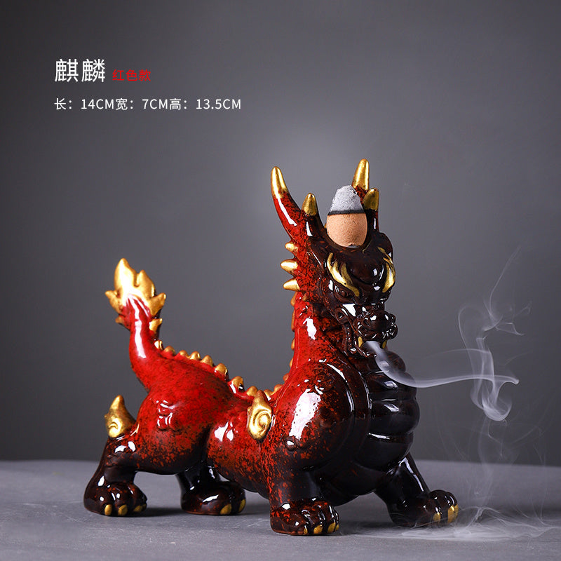 Lucky Chinese style sandalwood unicorn qianlima flow incense grains incense tea pet desktop living room car ornaments office