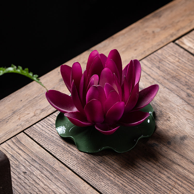 Ceramic color-changing lotus pure hand-made flower Zen ornaments can be inserted with incense Kung Fu tea ceremony color-changing tea pet tea set incense