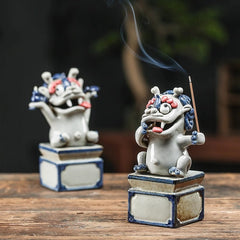 Lucky Pixiu tea pet ceramic line incense burner aromatherapy burner boutique can be raised handmade incense holder creative home accessories incense