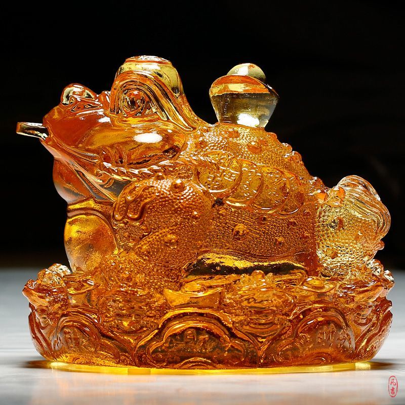 Eight directions to bring wealth three-legged golden toad fortune ornaments shop town house shop prosperous wealth living room gathering wealth glass toad crystal