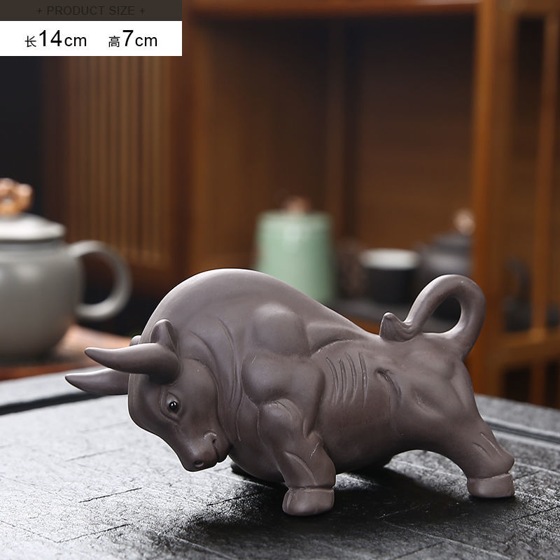 Purple clay zodiac ox fortune tea pet boutique can be raised ox year home gift decoration ornaments tea toys tea set spare parts