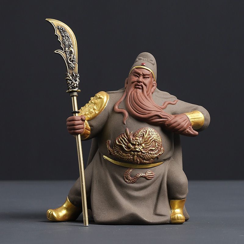 Purple sand can be used to raise the martial saint Guan Yu small ornaments home fortune-attracting boutique Guan Gong decoration tea pet tea play tea table decoration