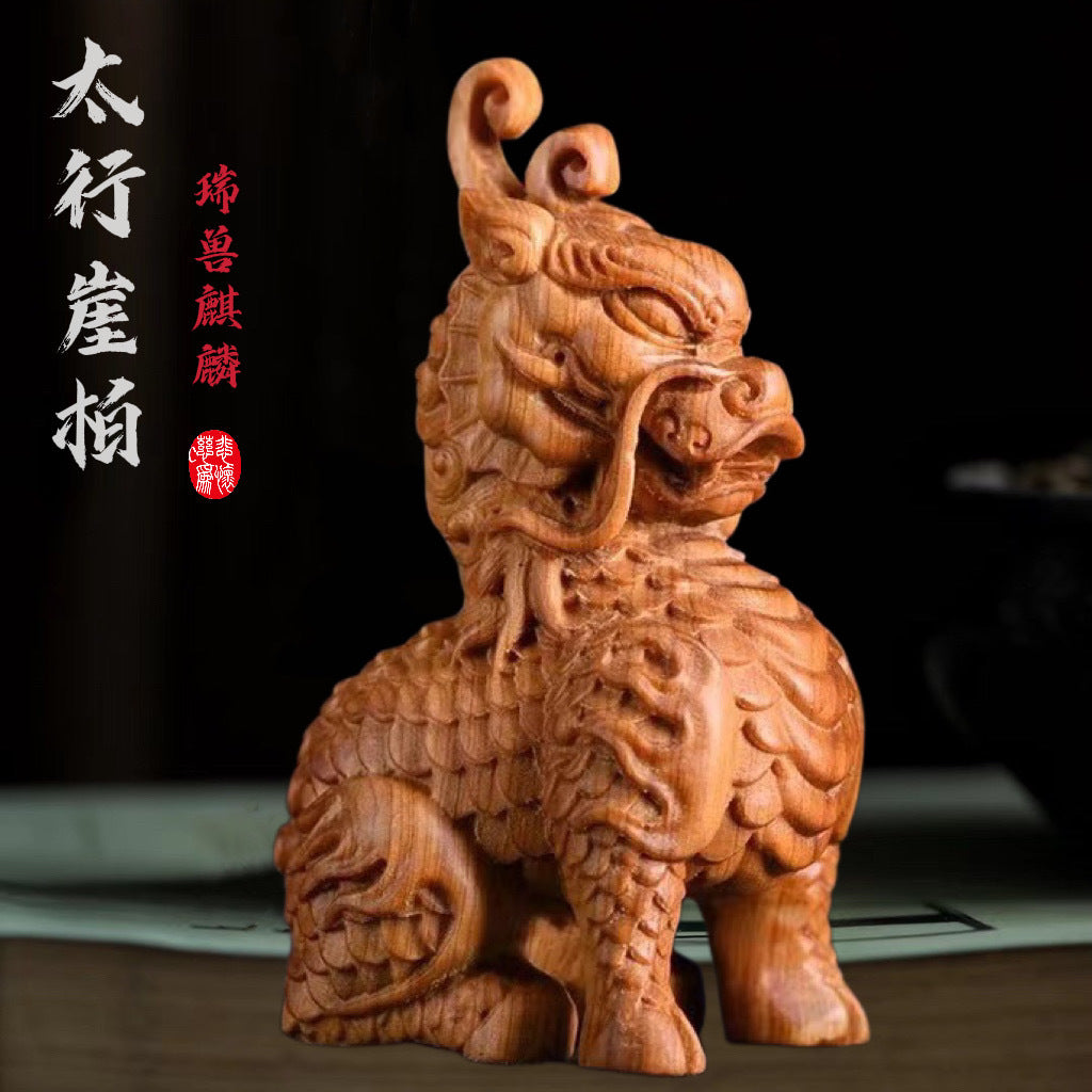 Small-leaf red sandalwood carving lucky beast unicorn hand-held pieces agarwood cultural play wooden crafts tea pet ornaments