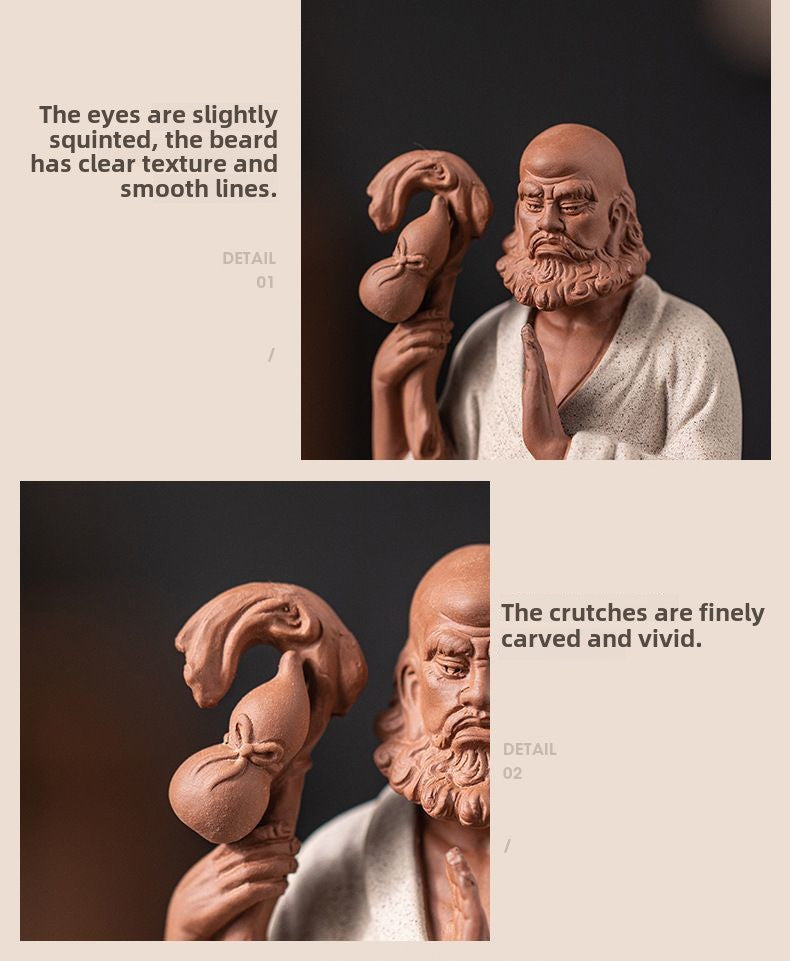 Zen ceramic sculpture of Bodhidharma, a figure on the desktop, a tea pet for the living room, a tea room, a shelf for decoration