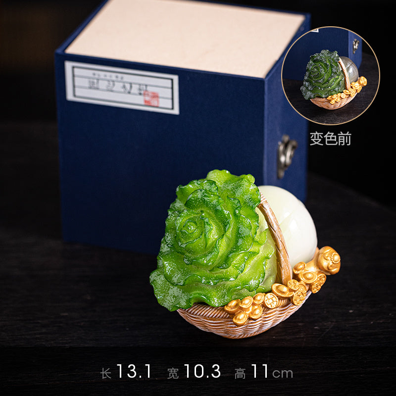 Small cabbage Baicai Ruyi ornaments tea pet tea player home office desk lucky decoration opening housewarming gift