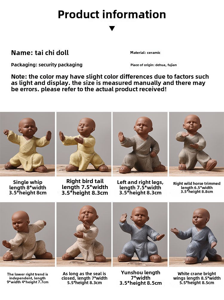 Tea pet ornaments can be kept Kung Fu Tai Chi little monk sand mining eight-style Zen desktop office personality decoration