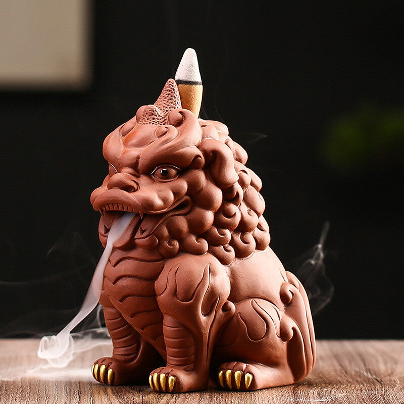 Creative backflow incense burner sandalwood burner Pixiu purple sand tea pet ornaments boutique tea table Kung Fu tea set accessories