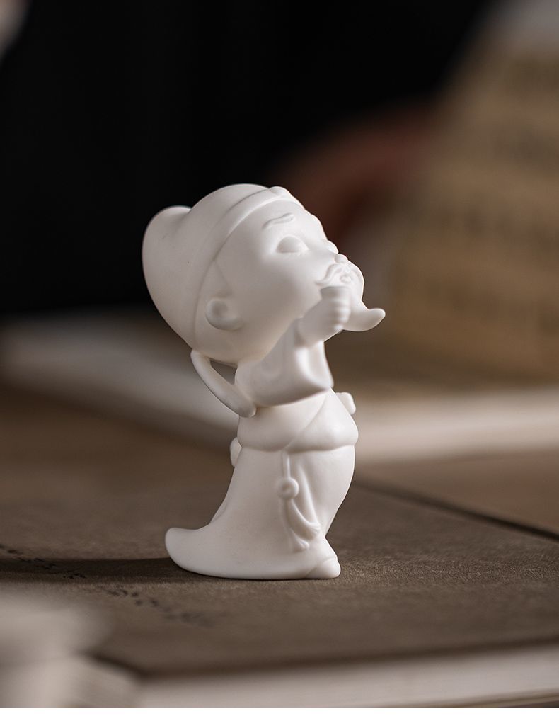 Creative white porcelain Li Bai tea pet small ornaments character home living room study porch office desktop boutique decoration