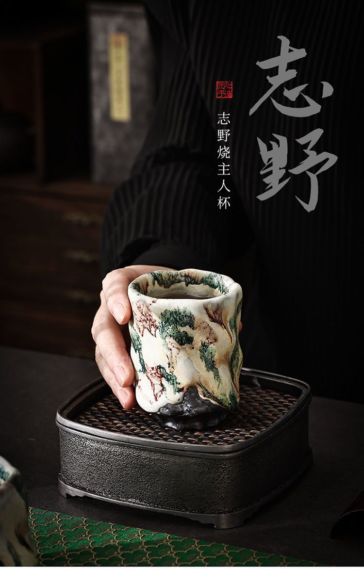 Solitary wood-fired master cup teacup ceramic kiln-changed Shino-fired iron tire home Japanese style large single tea cup