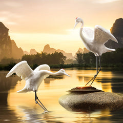 Creative ceramic crane animal ornaments home white crane decoration potted gardening fish tank landscaping Zen decoration