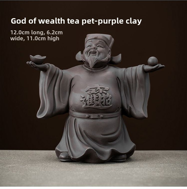 New original purple sand God of Wealth tea pet small ornaments to attract wealth and can be raised tea ceremony accessories tea table tea table decorations