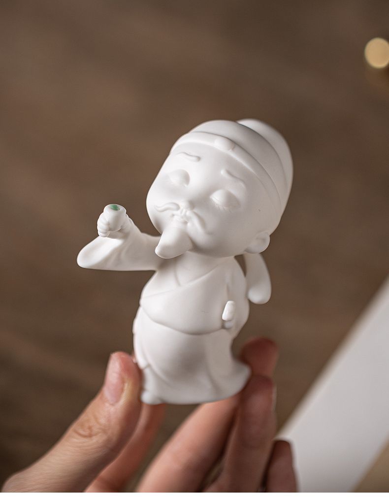 Creative white porcelain Li Bai tea pet small ornaments character home living room study porch office desktop boutique decoration