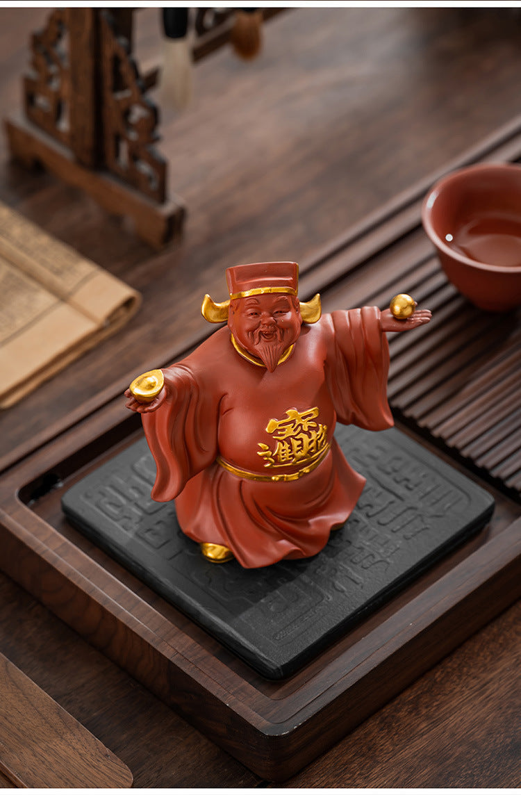 New original purple sand God of Wealth tea pet small ornaments to attract wealth and can be raised tea ceremony accessories tea table tea table decorations