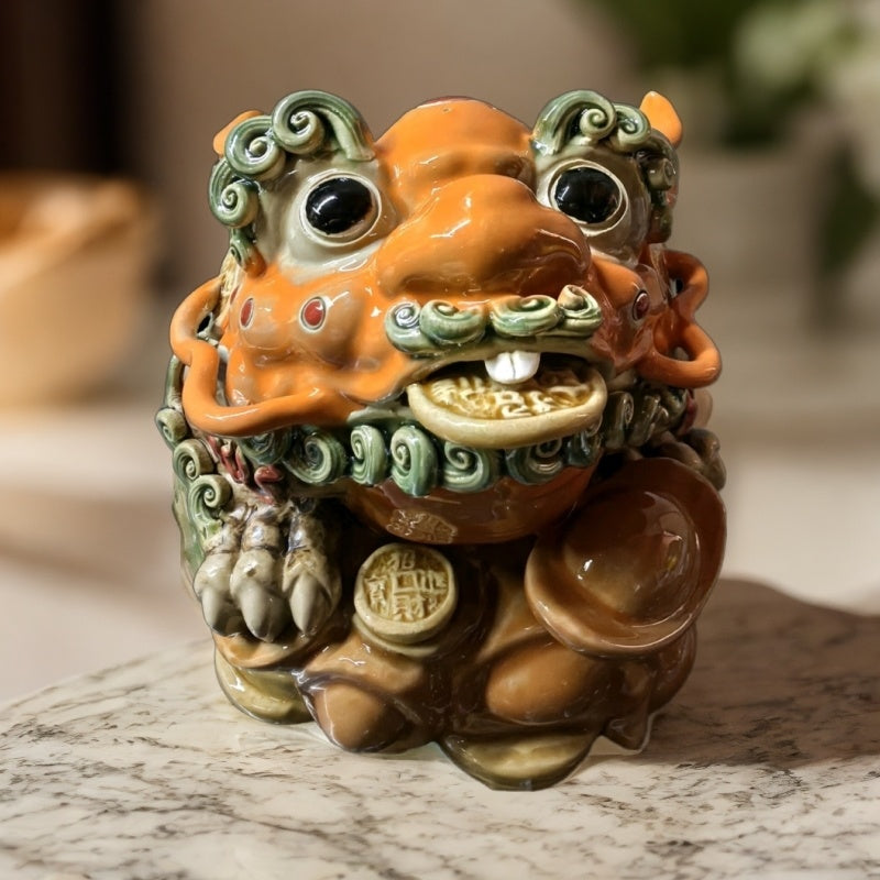 Shiwan ceramic national tide golden toad fortune ornaments toad office living room porch opening gift decoration