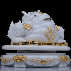 Overlord Golden Toad Ornaments White Marble Fortune-bringing Golden Toad Golden Cicada Rotatable Office Store Opening Gift Ornaments