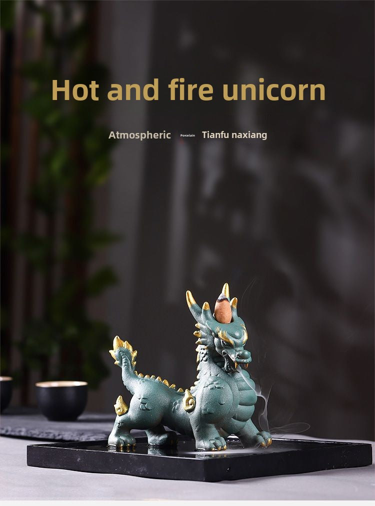 Lucky Chinese style sandalwood unicorn qianlima flow incense grains incense tea pet desktop living room car ornaments office