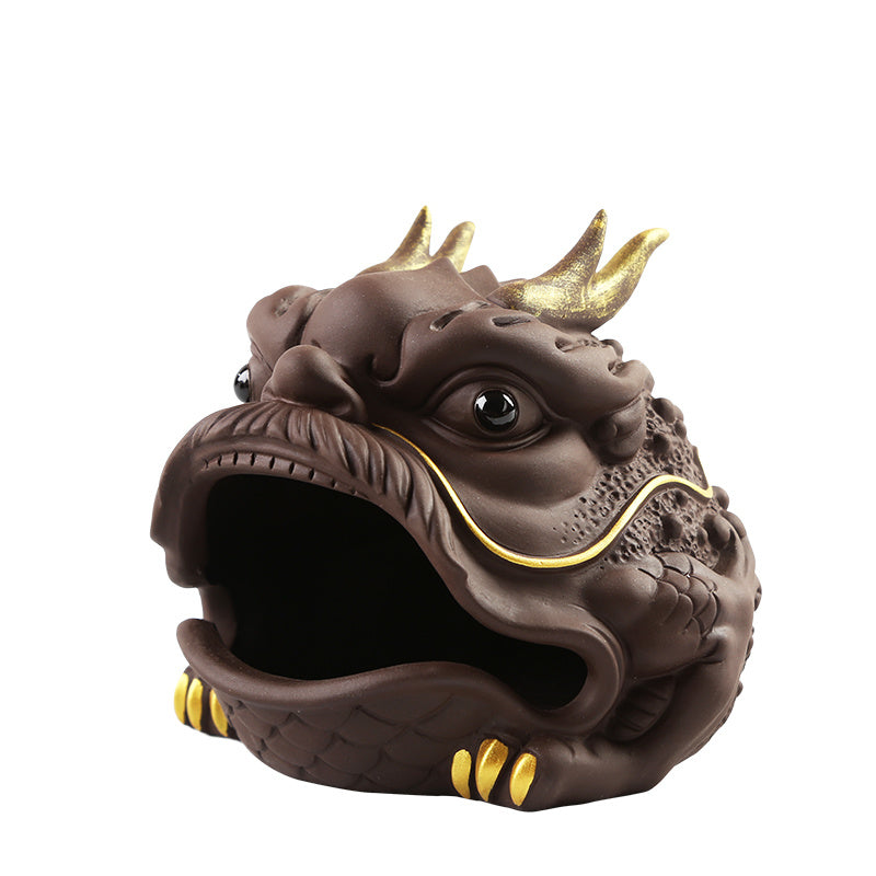 Creative purple sand fortune-bringing golden toad plate incense burner Chinese dragon toad home indoor sandalwood agarwood aromatherapy burner tea table decoration