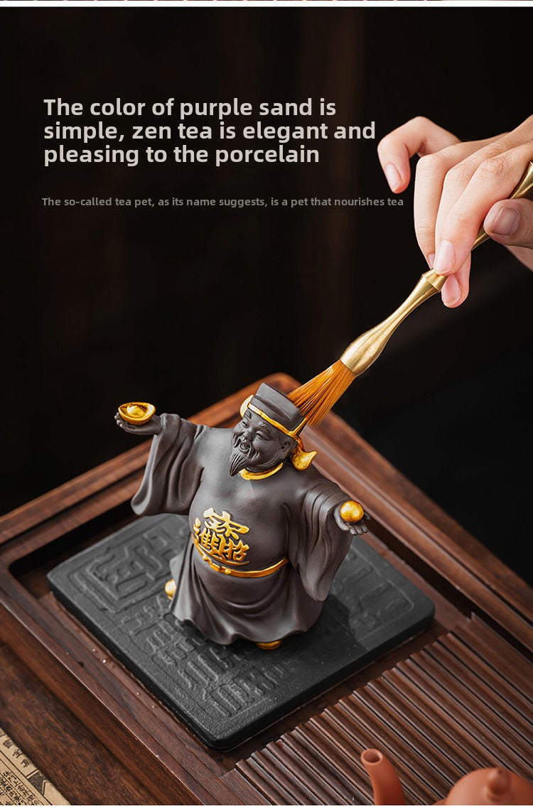 New original purple sand God of Wealth tea pet small ornaments to attract wealth and can be raised tea ceremony accessories tea table tea table decorations