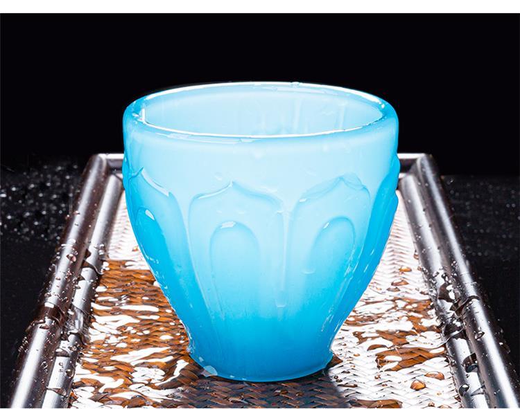 [Transparent cup body] Rongshantang Ice Blue Jade Porcelain Lotus Master Cup Tea Tasting Glass Zen Large Single Cup Jianzhan Tea Cup Kung Fu Tea Set