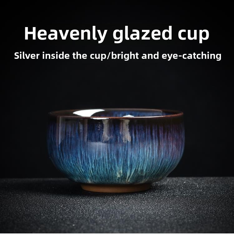 Silver inlaid kiln-changed ceramic tea cups, twelve zodiac host cups, Kung Fu tea sets, tea bowls, Jianzhan single cup tea cups, silver cups