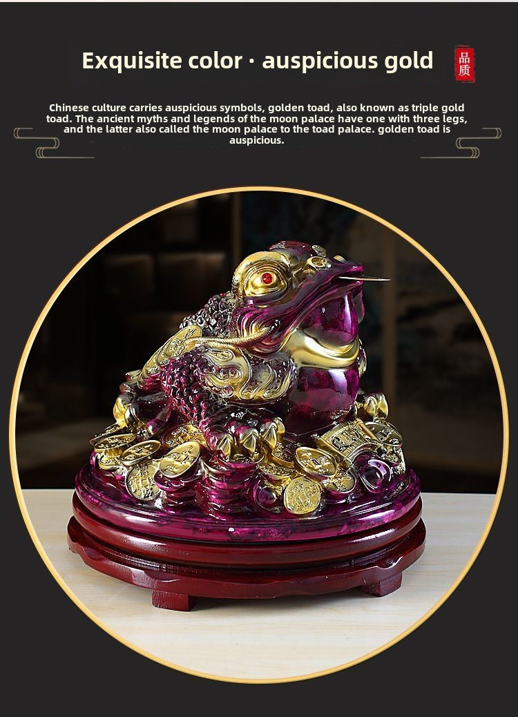 Purple Qi Donglai Lucky Golden Toad Ornaments High-end Opening Gift Office Home Shop Bar Golden Cicada Crafts