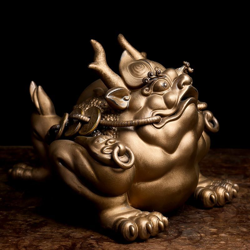 Zeng Guoqing Golden Toad Ornaments Fortune Large Three-legged Toad Toad Liu Hai Playing Golden Cicada Opening Gift Chinese Ceramic