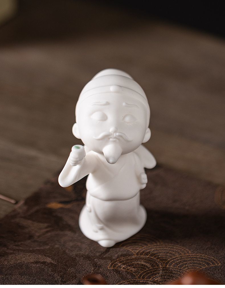 Creative white porcelain Li Bai tea pet small ornaments character home living room study porch office desktop boutique decoration