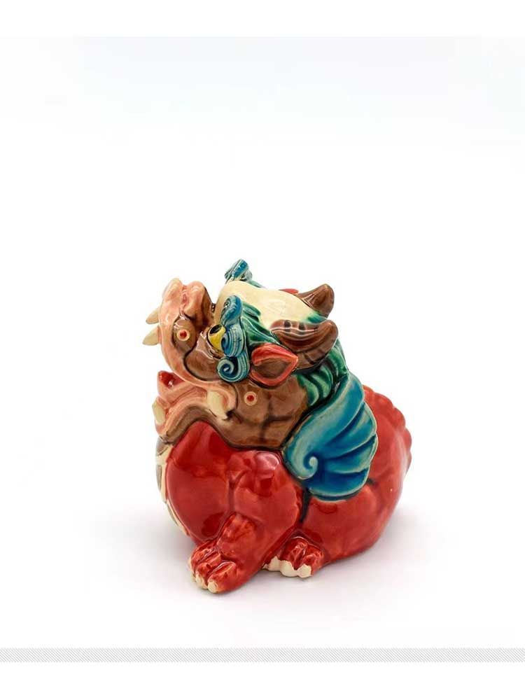 Ceramic Chinese Style Lucky Pixiu Home Decor Living Room Ornament Jiaozitao Tianlu Auspicious Beast Office Desk Opening Decoration Gift