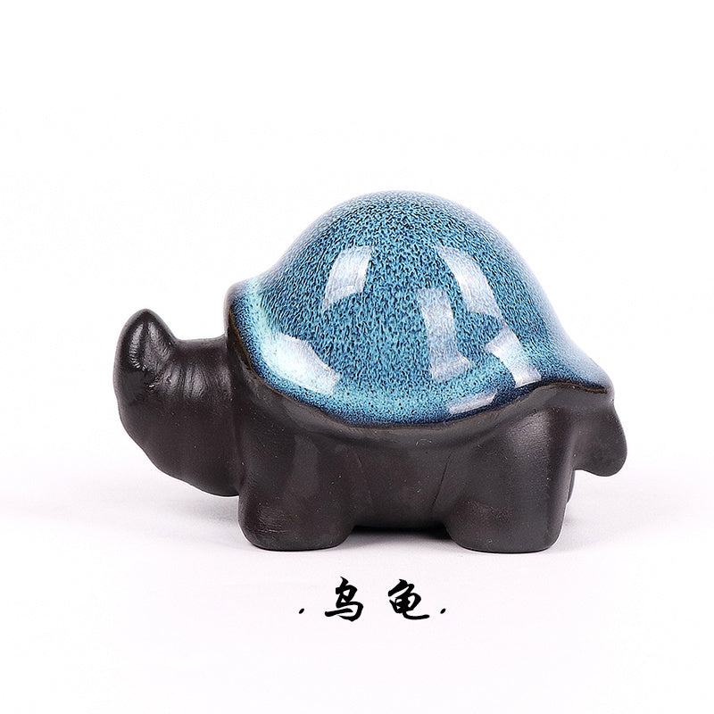 Jianzhan tea pet Tianmu glaze oil drop kiln-changed ceramic tea set tea ceremony accessories lucky colorful Jun kiln tea pet ornaments