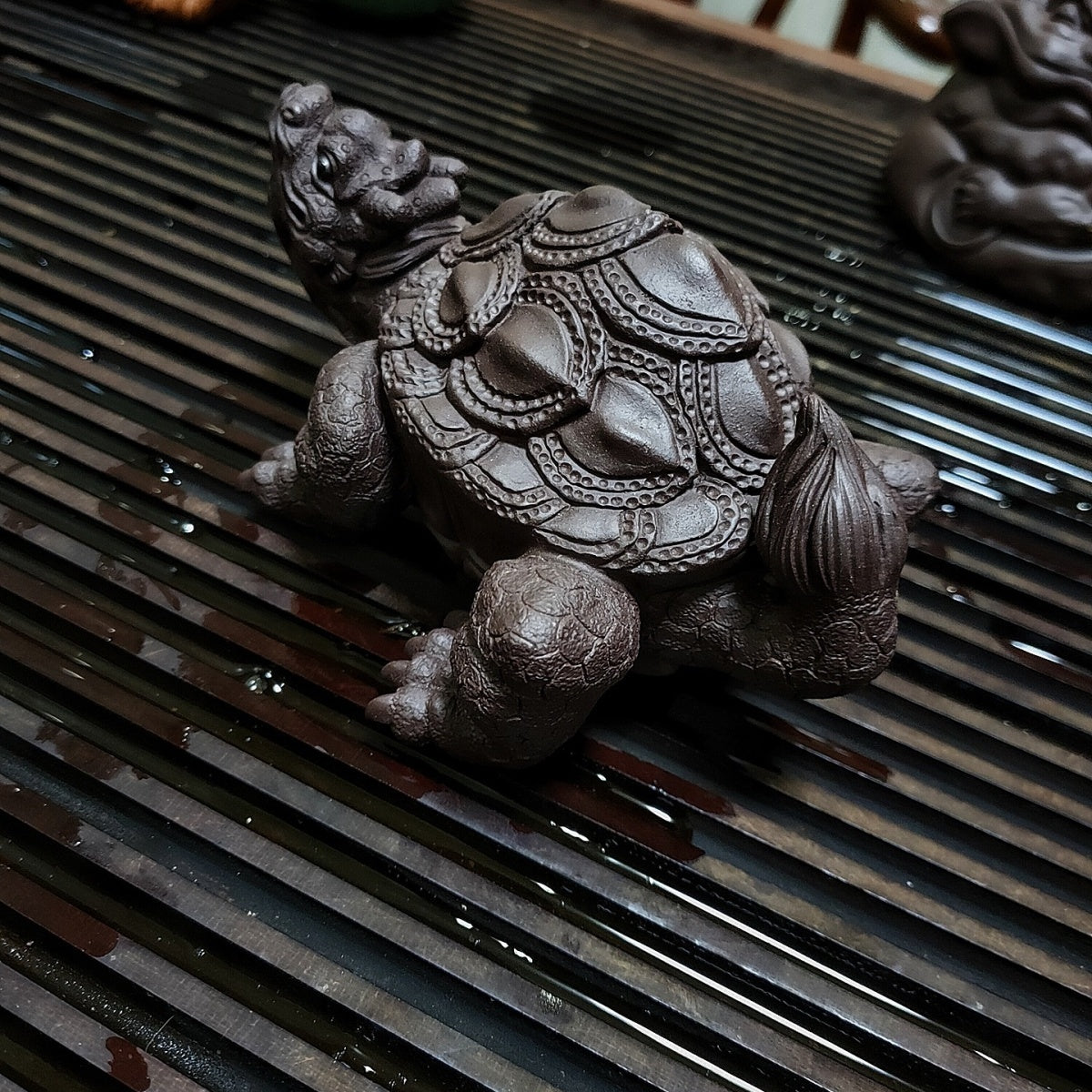 Yixing purple sand tea pet Baxia dragon turtle sculpture exquisite ornaments