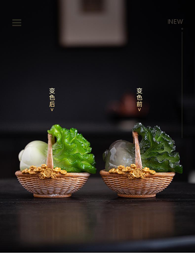 Small cabbage Baicai Ruyi ornaments tea pet tea player home office desk lucky decoration opening housewarming gift