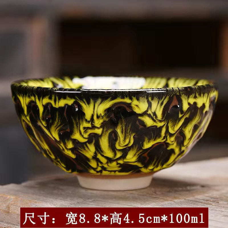 Ceramic Master Kiln Change Kung Fu Tea Set Personal Tea Cup Jianzhan Qinglong Four Tea Cups Mythical Beasts Home Single Cup Tea