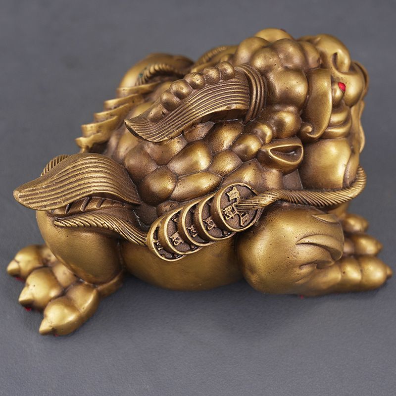 Brass three-legged golden toad, one-horned golden toad ornaments for living room, office, home decorations, opening gifts