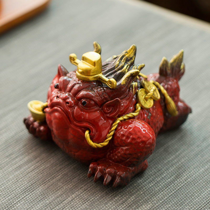 Fortune-attracting golden toad Feng Shui ornaments, large toad tea pets, can be raised as office shop opening gifts, ceramic crafts