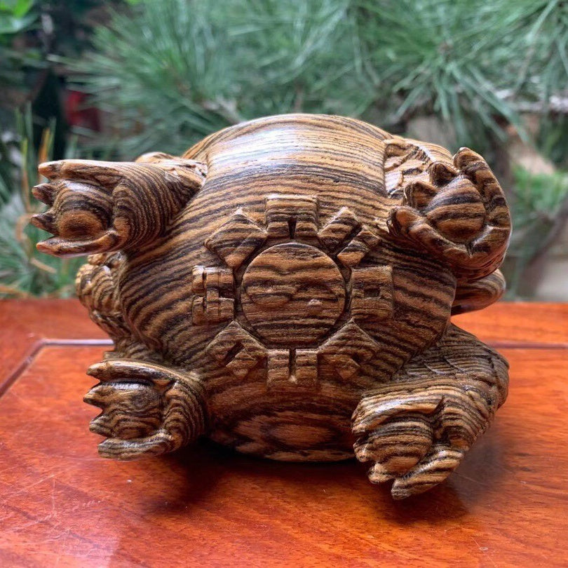 Rosewood carved basalt ornaments rosewood dragon turtle pair green sandalwood handle solid wood gift tea pet entrance living room