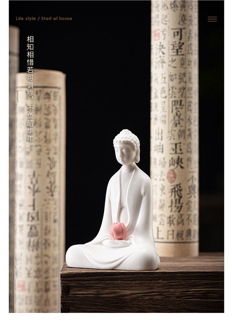 White porcelain small Buddha tea pet tea play can be raised Zen Buddha statue ornaments boutique Creative safety decoration crafts