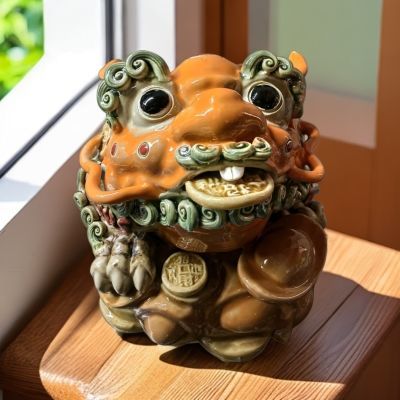 Shiwan ceramic national tide golden toad fortune ornaments toad office living room porch opening gift decoration