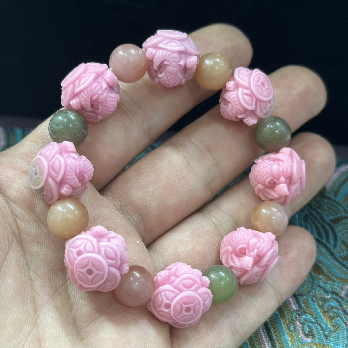 New hot-selling Yanyuan colorful agate fashion trend bracelet high-end dragon turtle atmospheric couple bracelet round beads 15mm