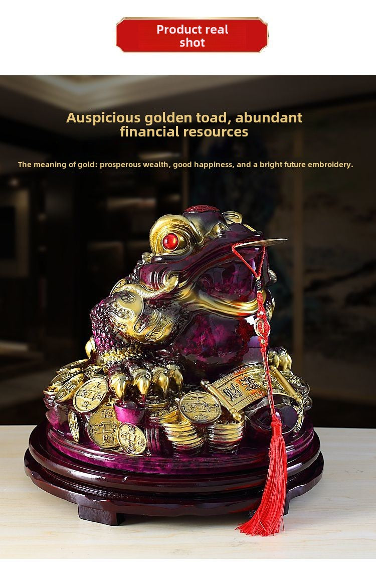 Purple Qi Donglai Lucky Golden Toad Ornaments High-end Opening Gift Office Home Shop Bar Golden Cicada Crafts