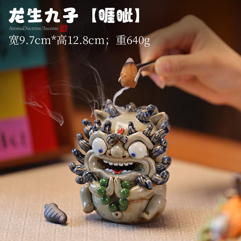 High-end fortune-bringing lion and pixiu aromatherapy stove ceramic ornaments tea pet home living room decorations housewarming opening gift