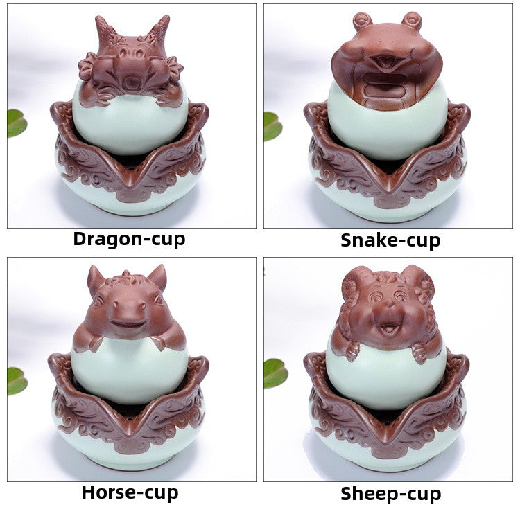 12 zodiac Ru kiln ceramic quick cup one pot one cup portable travel Kung Fu tea set office teapot teacup tea pet ornaments can be raised