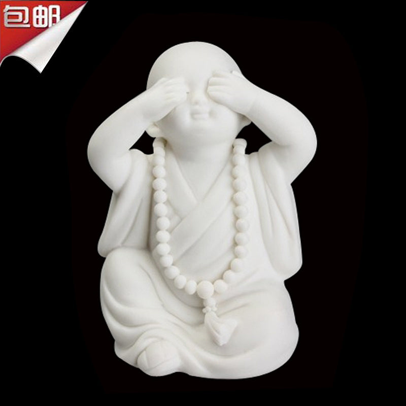 Creative boutique Dehua white porcelain Zen little monk tea pet ornaments handmade ceramic little monk home decoration