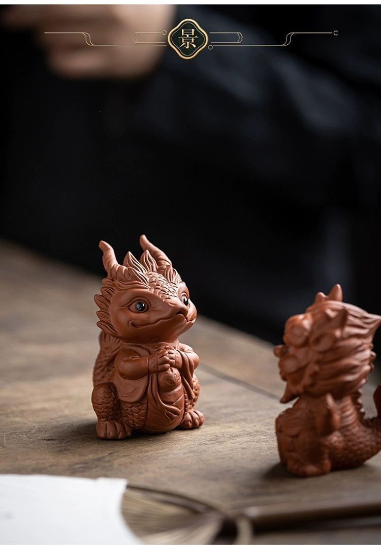 Purple sand tea pet dragon ornaments can be raised to attract fortune beasts twelve zodiac cute tea toys tea sets tea table creative small ornaments