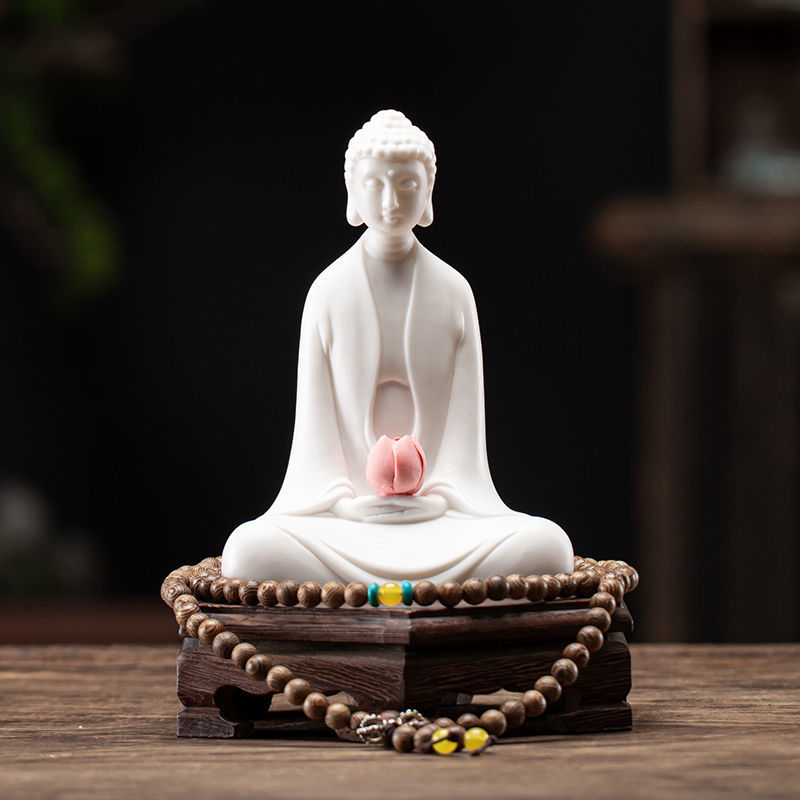 White porcelain small Buddha tea pet tea play can be raised Zen Buddha statue ornaments boutique Creative safety decoration crafts