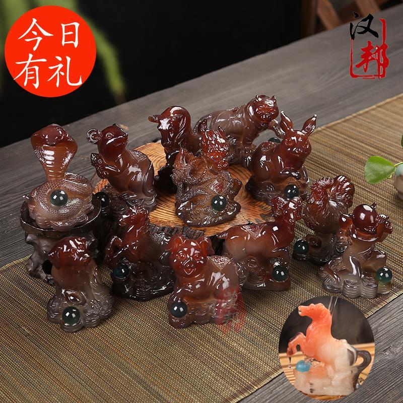 12 Chinese Zodiac Animals Rat Ox Tiger Rabbit Dragon Snake Horse Sheep Monkey Chicken Dog Pig Color Changing Tea Playing Tea Pet Ornaments Tea Tray