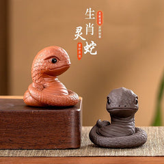 Snake Year Zodiac Snake Ceramic Zisha Tea Pet Can Be Raised to Bring Fortune Tea Table Ornaments Tea Ceremony Tea Set Small Accessories Tea Table Tea Tray