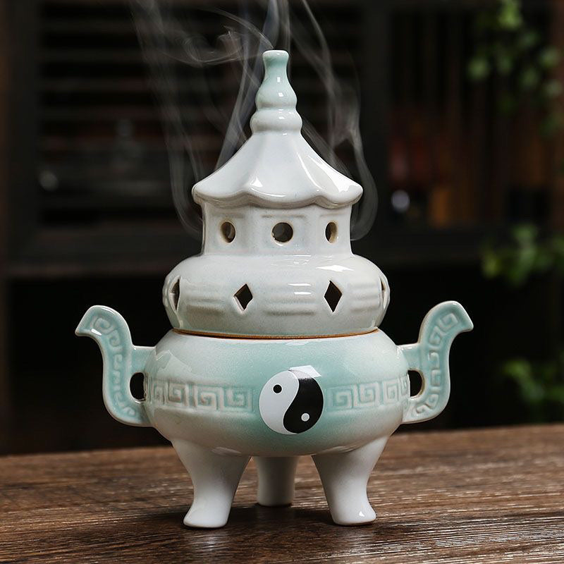 Creative Tai Chi Bagua Ceramic Aromatherapy Furnace Antique Tea Ceremony Sandalwood Agarwood Indoor Home Desktop Ornaments