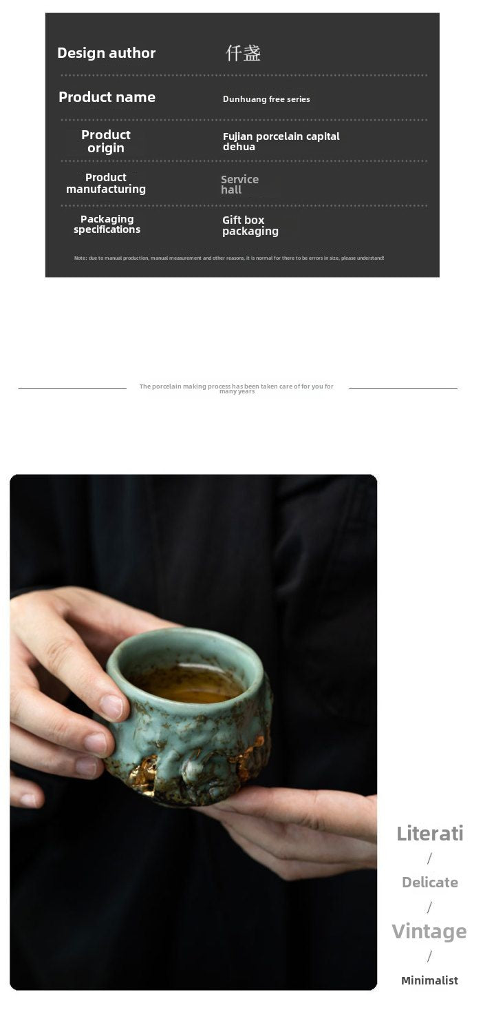 Master Cup Dunhuang Rabbit Master Cup Jianzhan Handmade Cultural and Creative Cup Gold-painted High-end Retro Tea Cup Tea Cup Gift Box