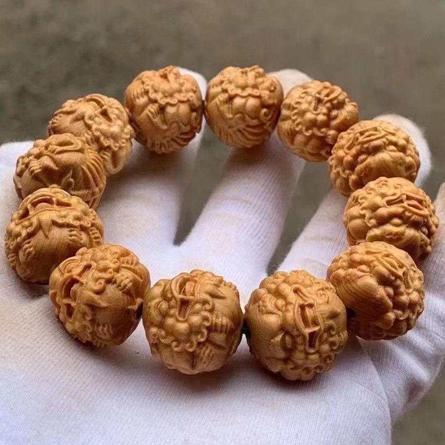 Taihang thuja zodiac bracelets, thuja carvings, pixiu Buddhist beads, hand-held bracelets, thuja wood dragon beads bracelets